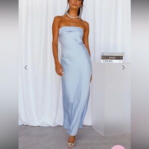 Hello Molly COOLNESS CALLING SATIN MAXI DRESS BLUE Size Smalll